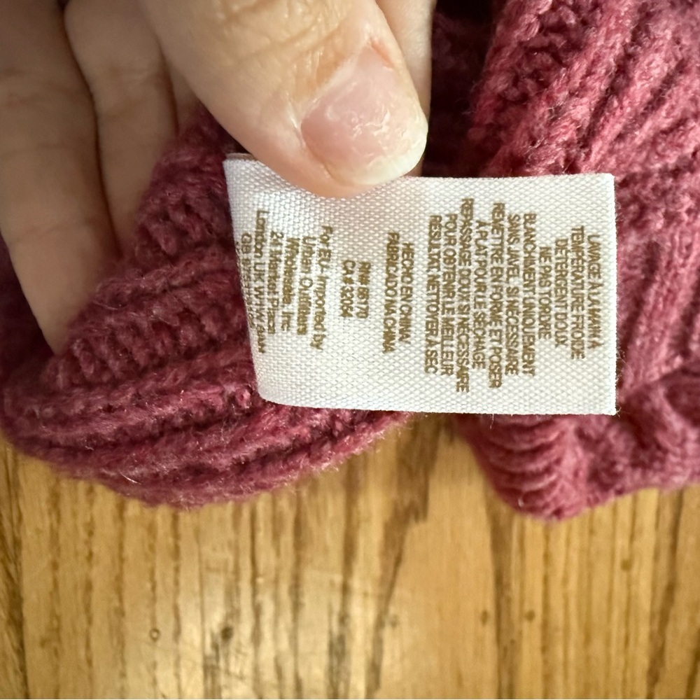 Free People Knit Mini Sweater Dress — Size Small • Cable Knit • Berry Wine - Picture 7 of 9